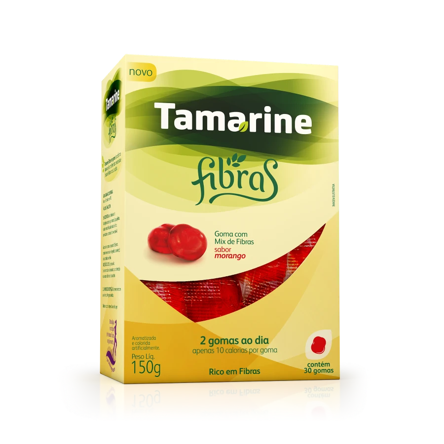 Embalagem de Tamarine Fibras em Gomas Caixa com 30 gomas