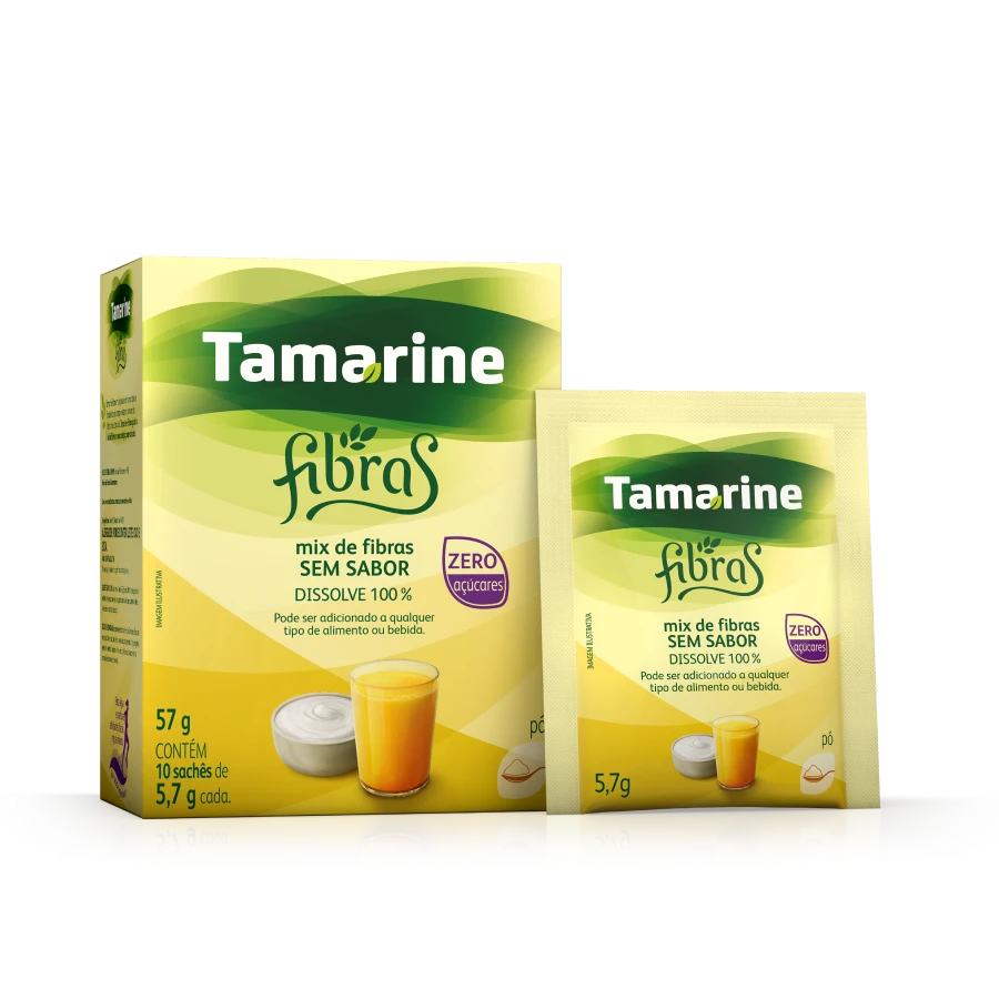 Embalagem de Tamarine Fibras P?? Sol??vel Sem Sabor com 10 sach??s